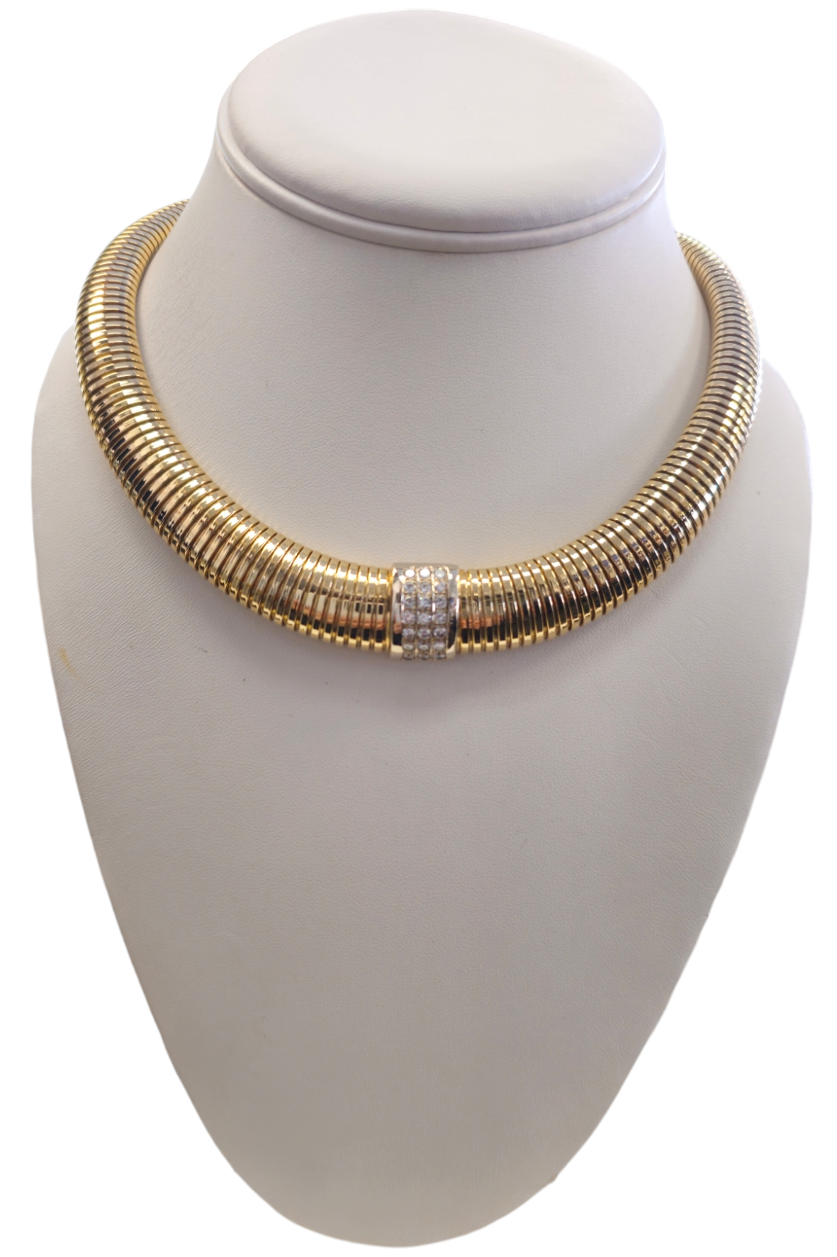 Graduated Snake Chain in 14 Karat Yellow Gold with 1.45 Carat Round Diamonds