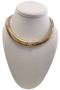 Graduated Snake Chain Necklace in 14 Karat Yellow Gold with 1.45 Carat Round Diamonds