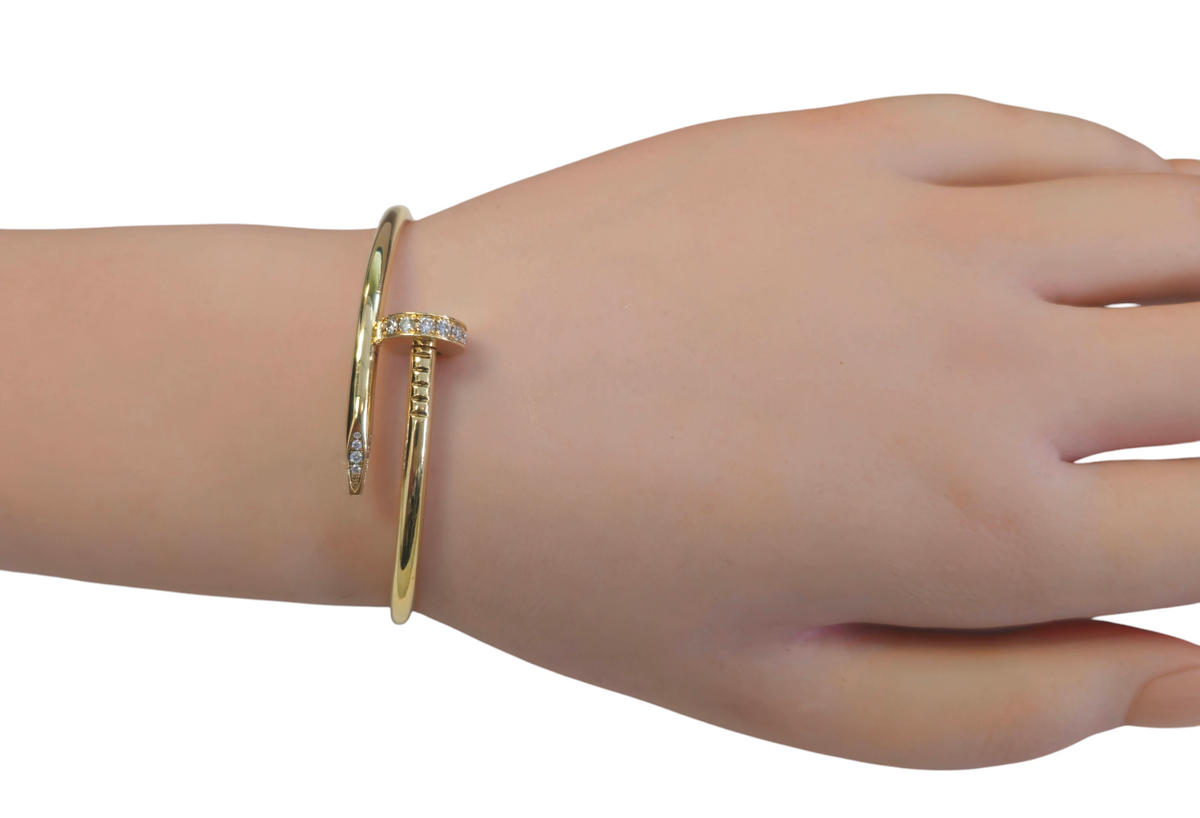 Bangle Bracelet 18 Karat Gold Nail Style Design