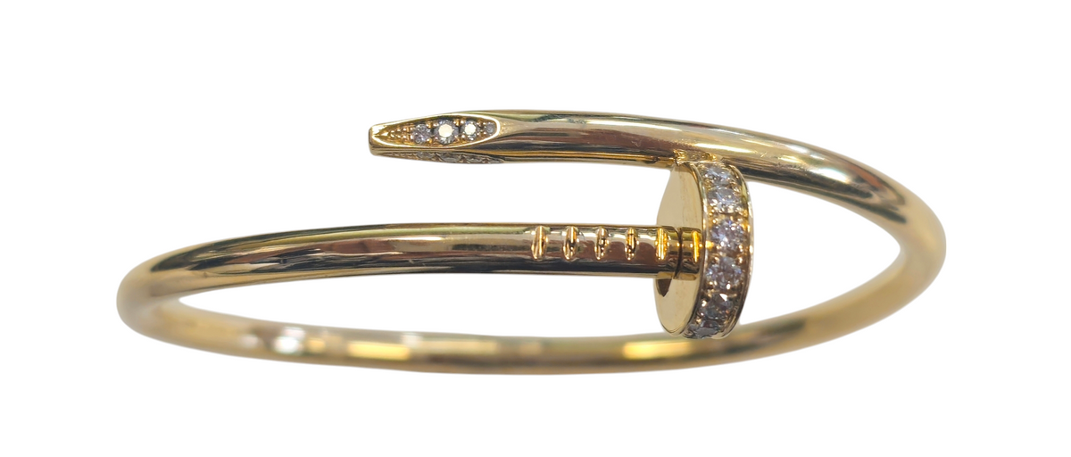 Bangle Bracelet 18 Karat Gold Nail Style Design