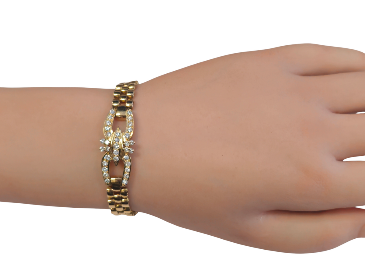 Custom Made Diamond Bracelet in 18 Karat Yellow Gold