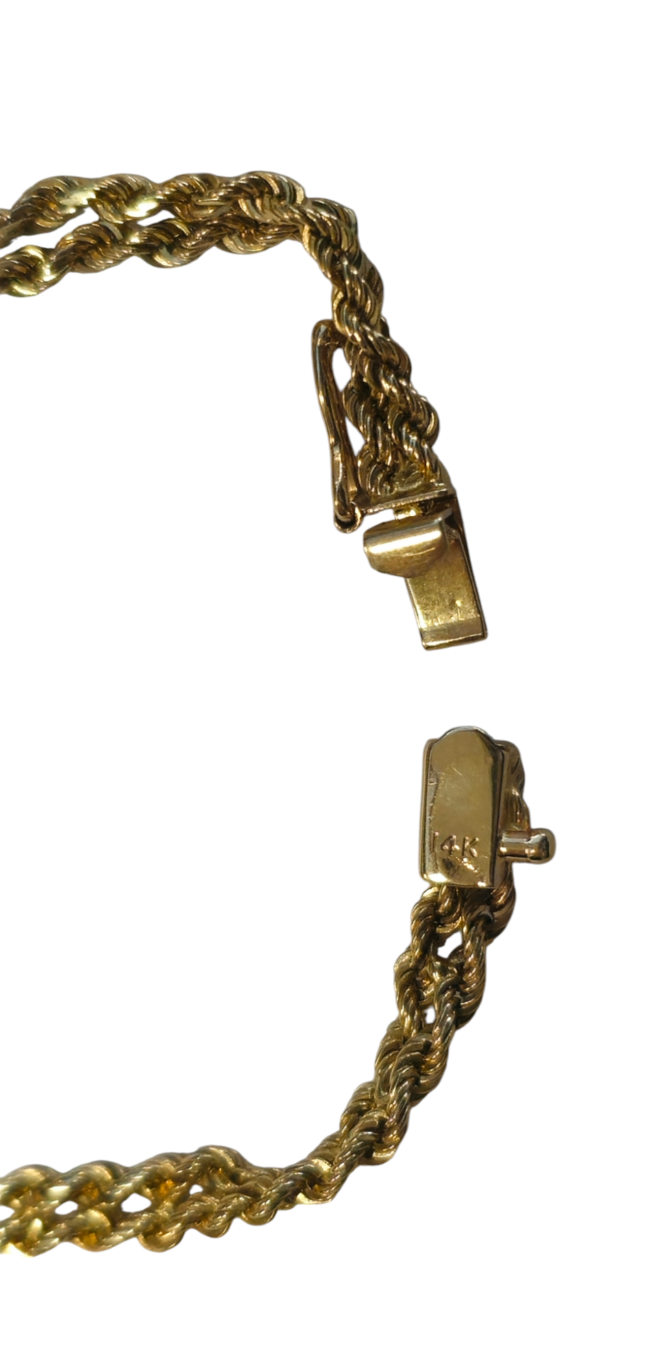 14 Karat Yellow Gold Double Rope Chain Bracelet with Diamonds