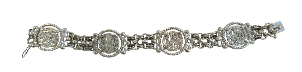 Antique Fancy Design Bracelet in 18 Karat White Gold