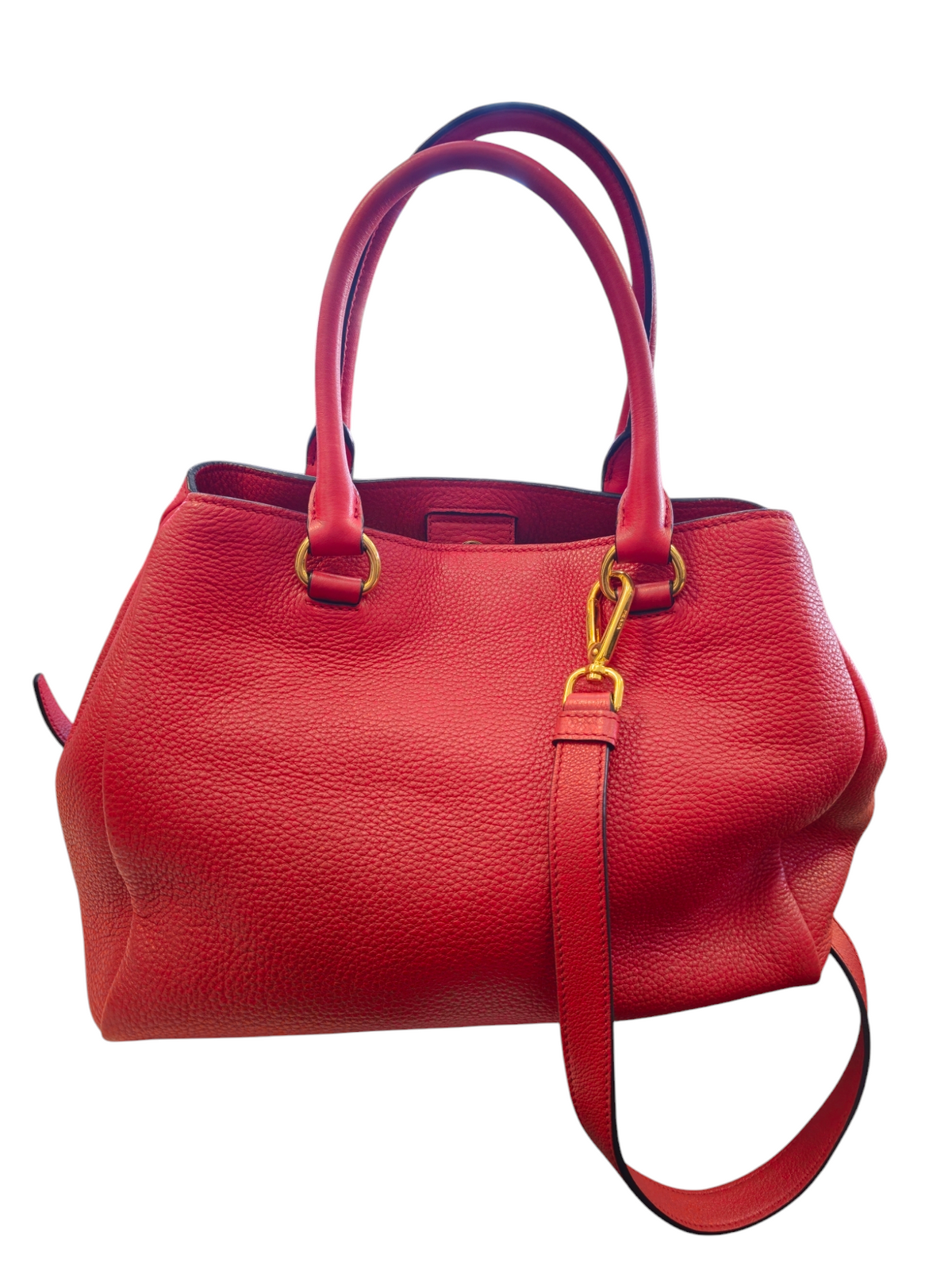 Prada Red Vitello Leather Tote