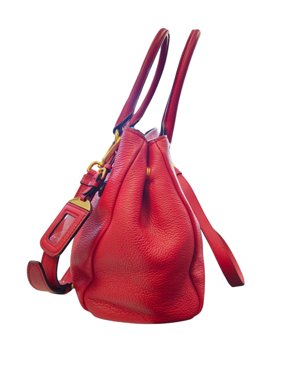 Prada Red Vitello Leather Tote