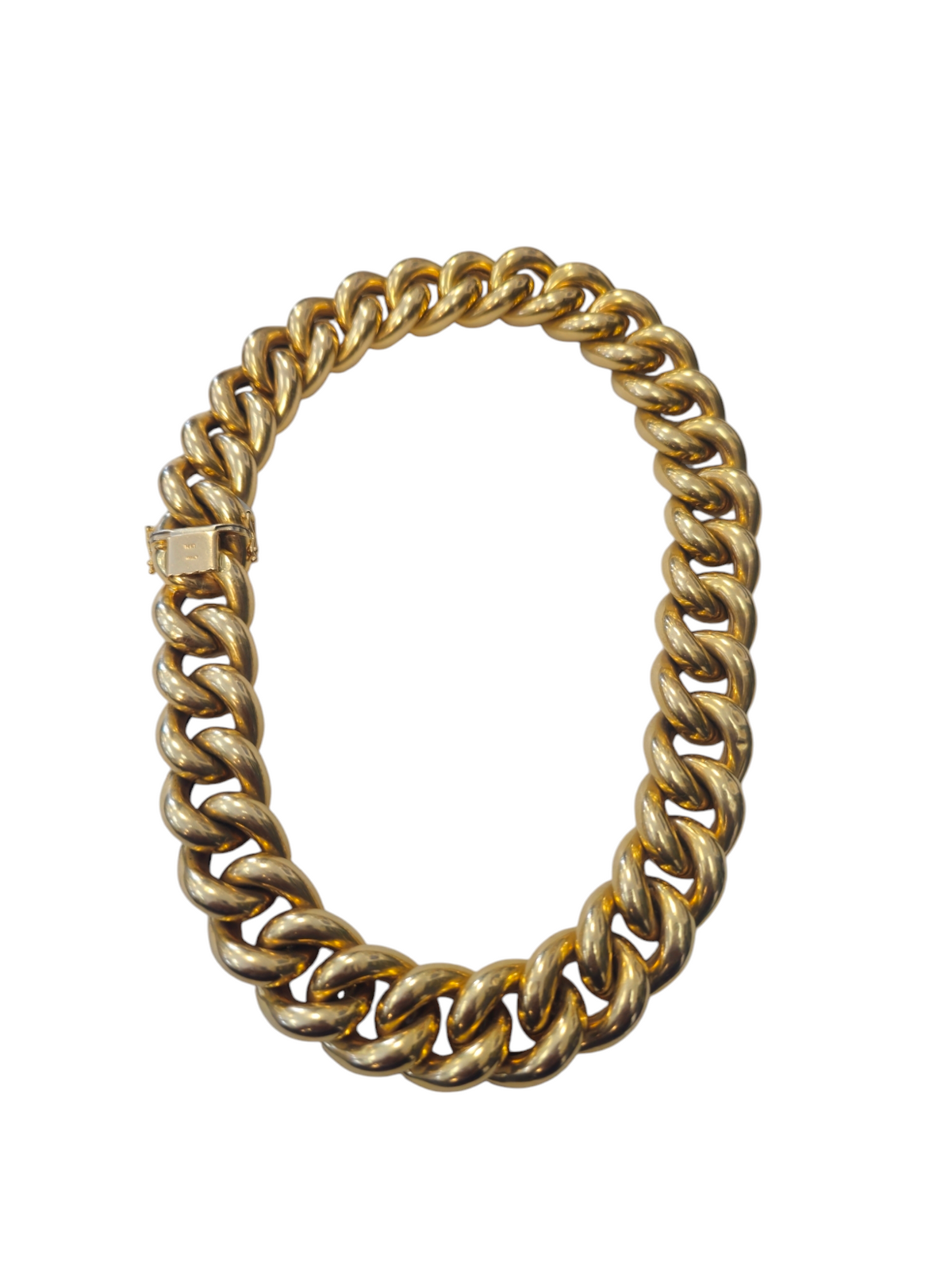 Big Italian Curb Link Necklace in 14Kt Gold