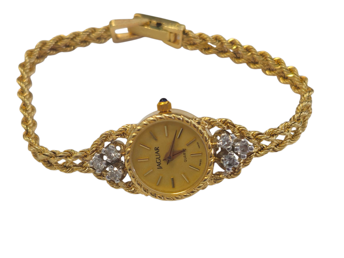 Jaguar Women's Wrist Watch with 0.50 Ct Diamonds in 14 Karat Yellow Gold