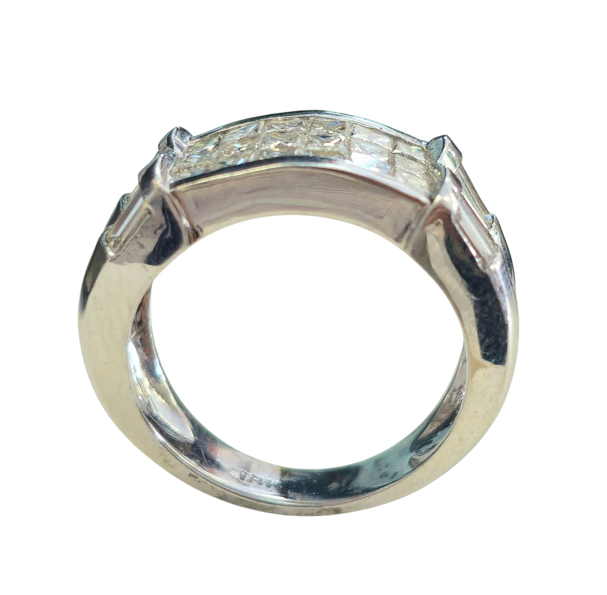 Baguette and Princess Cut Diamond Ring in 18 Karat White Gold