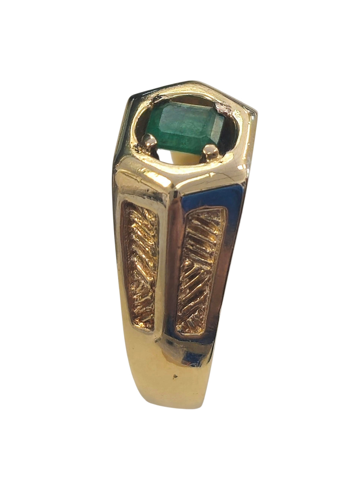 Men's Emerald Ring in 14 Karat Yellow Gold