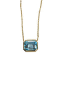 Blue Topaz Pendant Necklace in 14 Karat Yellow Gold