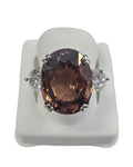 Red Zircon Ring with Diamonds in 18 Karat White Gold