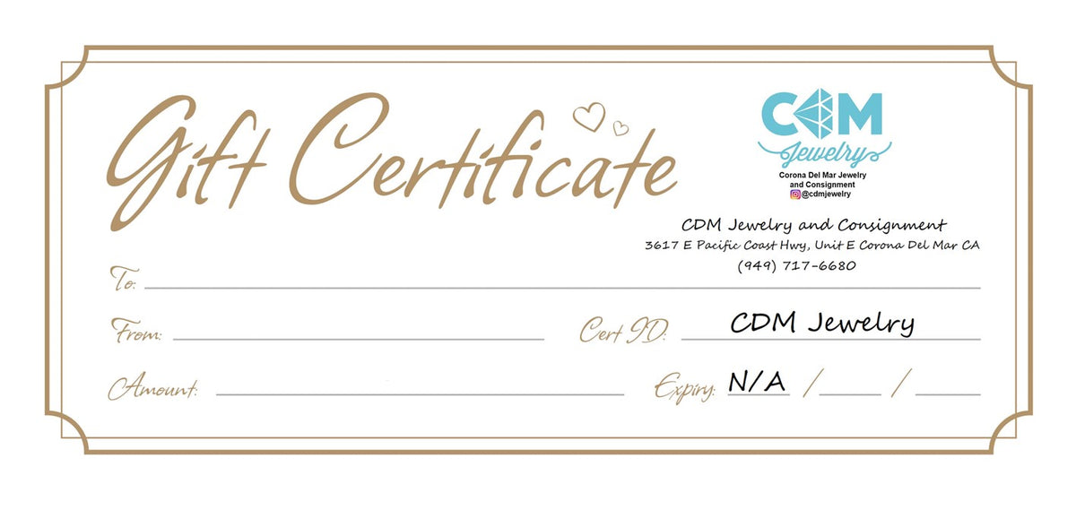 CDM Jewelry Gift Certificate
