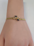 14K Yellow Gold Blue Sapphire and Diamond Bracelet