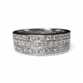 Princess Cut and Melee Diamond Ring in 14 Karat White Gold