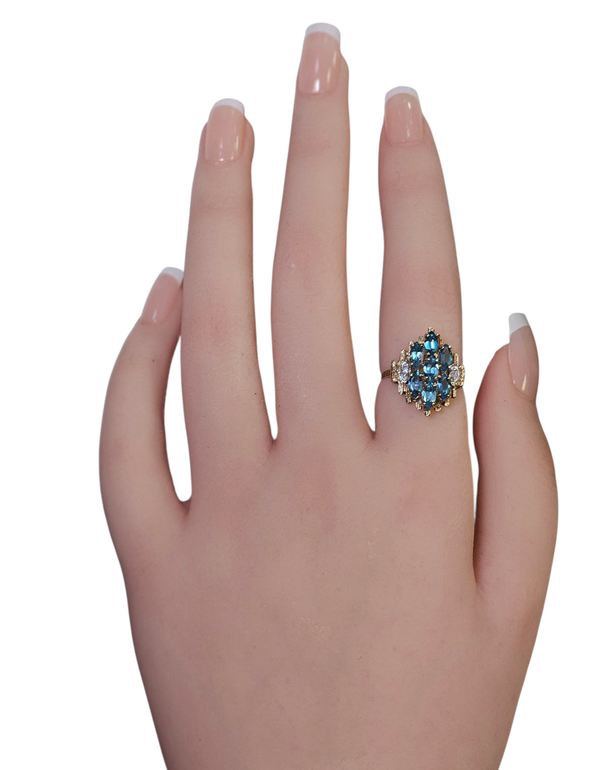 Vintage Blue Topaz Ring 10 Karat Yellow Gold