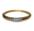 Twisted Style Bangle Bracelet with Diamond Pave made in 18-Karat Yellow Gold.