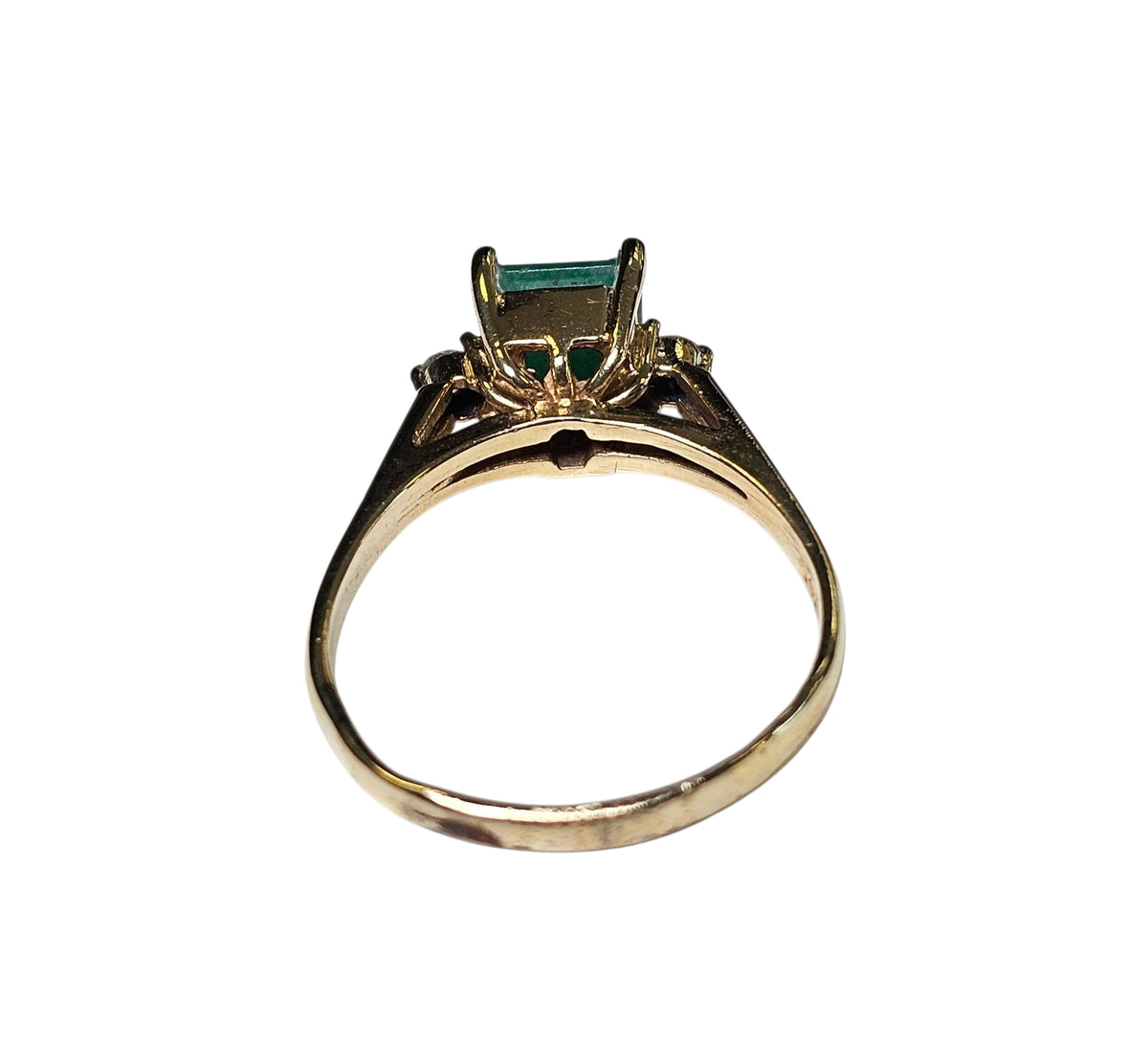 Diamond and Emerald Cut Ring in 14 karat Yellow Gold