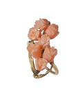 Pink  Coral Carved Flower Design in 14 Karat Gold Ring