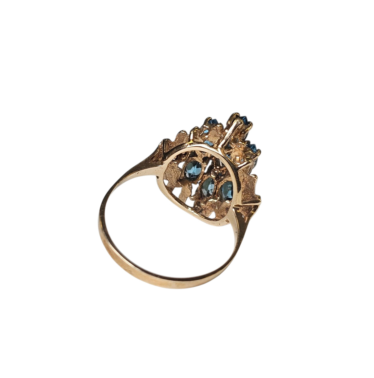 Vintage Blue Topaz Ring 10 Karat Yellow Gold