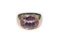 Oval Cut Kunzite Wide Band Ring in 14 Karat Yellow Gold
