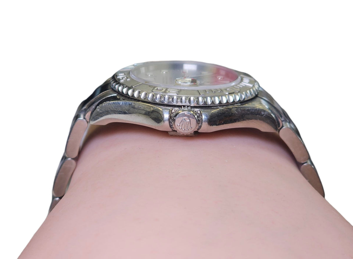 ROLEX LADIES YACHT- MASTER AUTOMATIC PLATINUM DIAL AND BEZEL WATCH