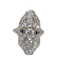 Platinum Euro Cut Art Deco Diamond Ring