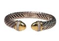 David Yurman Cable Diamond Bangle Bracelet made in Sterling Silver and 18-Karat Yellow Gold