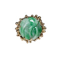 Vintage Oval Carved Jade Ring in 14 Karat Yellow Gold