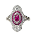 Oval Cut Ruby and Diamond Ring in 14Karat White Gold