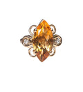 Marquise Citrine Diamond Ring in 18 Karat Yellow Gold