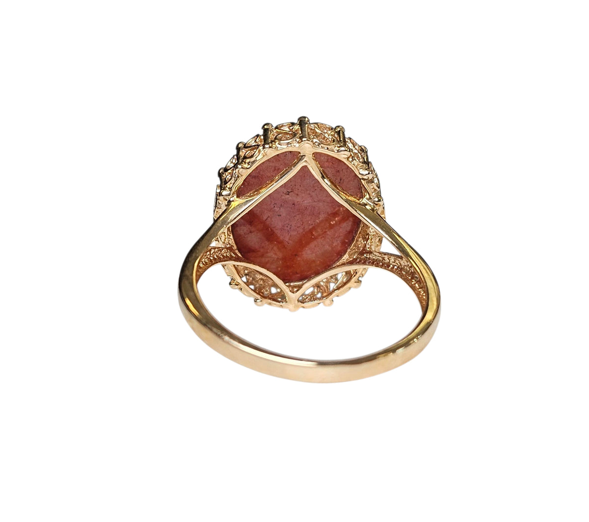 Brown Jade Ring in 14 Karat Yellow Ring