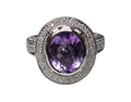 Bezel Set Amethyst and Diamond Ring made in 18-Karat White Gold