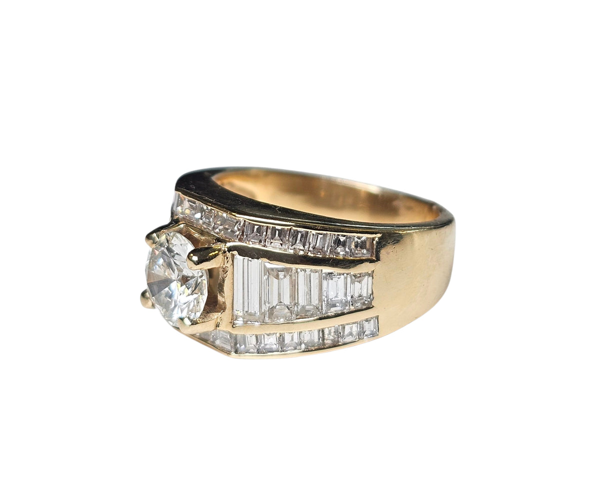 Baguette Channel Diamond Ring in 14 Karat Yellow Gold
