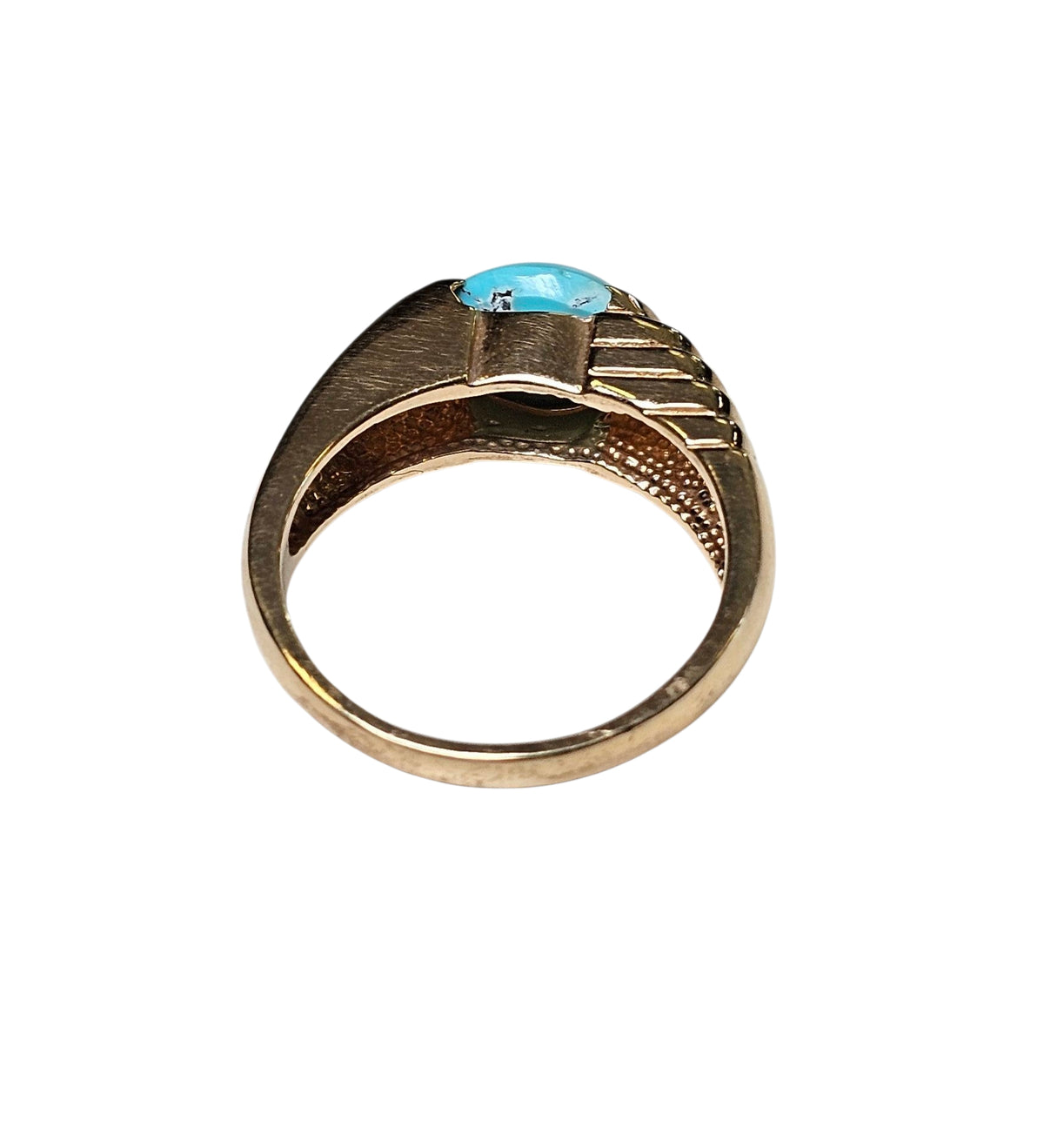 Sleeping Beauty Persian Turquoise Ring in 14 Karat Yellow Gold