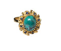 Turquoise and Sapphire Ring in 18 Karat Yellow Gold