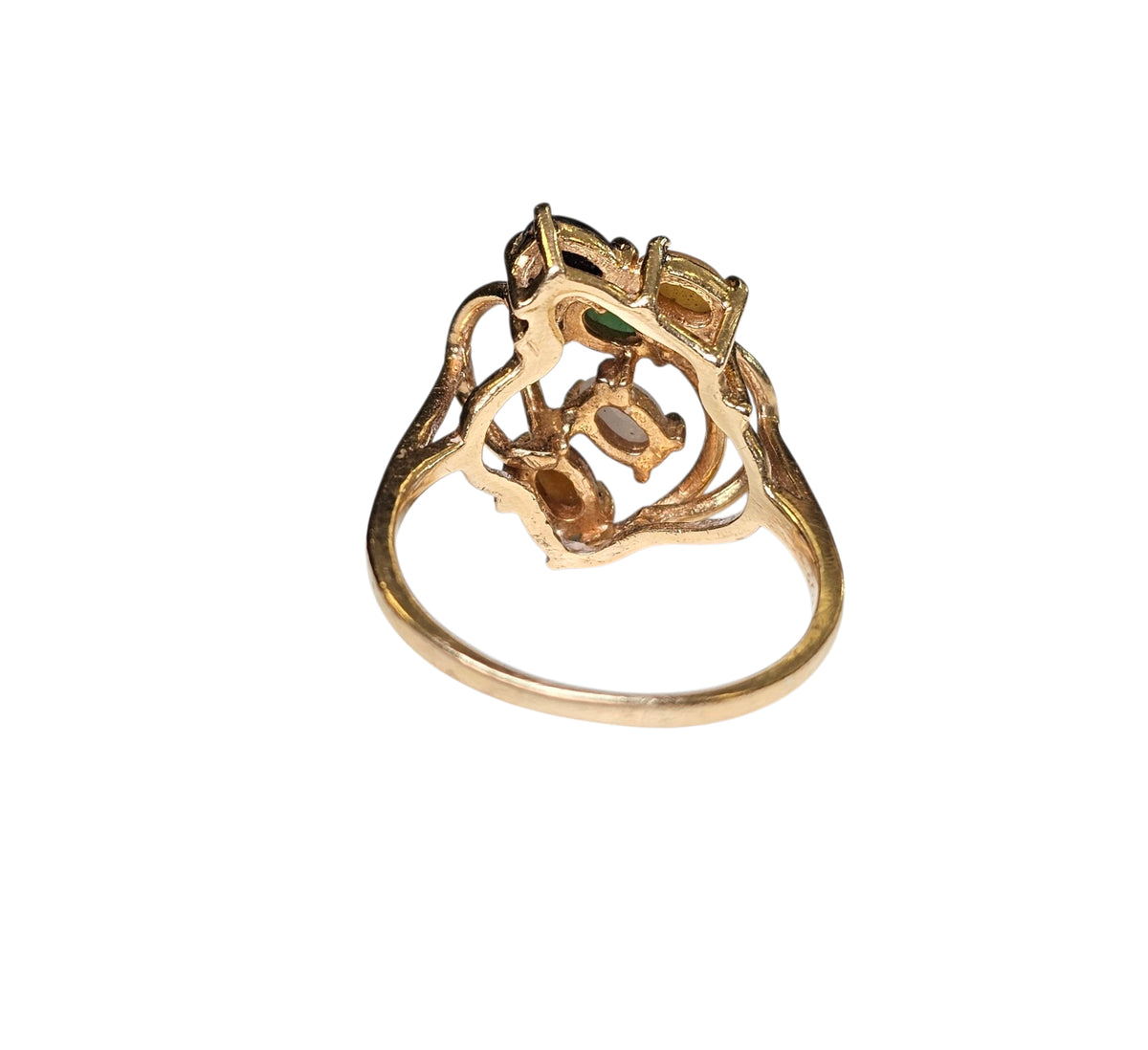 Multi Jade Stone Ring in 14 Karat Yellow Gold