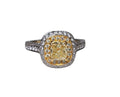 Fancy Yellow Cushion Diamond Ring in 18kt yellow/white gold