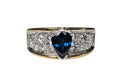Pear Shaped Blue Sapphire Diamond Ring in 14Karat Yellow Gold