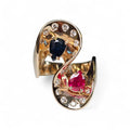 Sapphire, Ruby and Diamond Cocktail Ring in 14Karat Yellow Gold