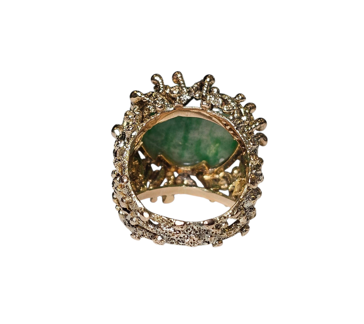 Vintage Oval Carved Jade Ring in 14 Karat Yellow Gold