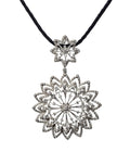 18K White Gold Starburst Diamond Pendant Necklace