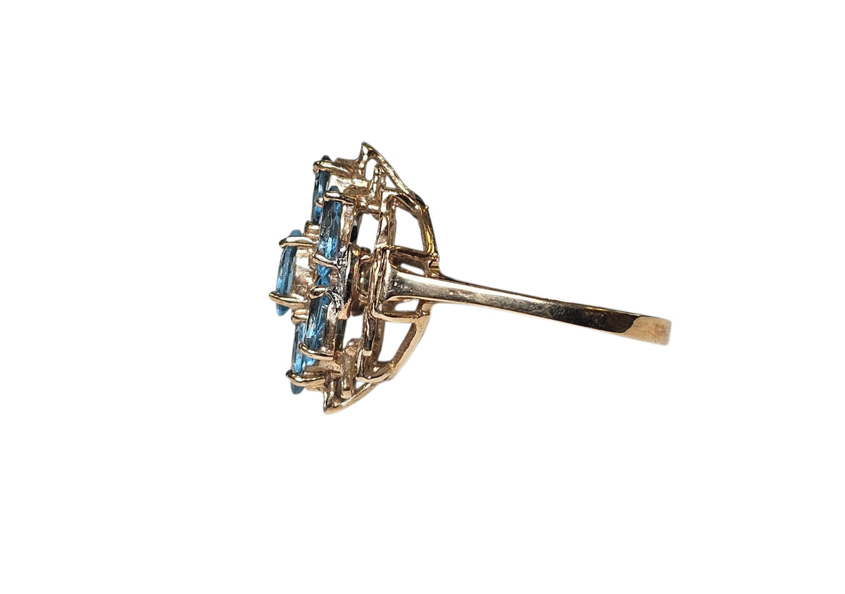 Vintage Blue Topaz Ring 10 Karat Yellow Gold
