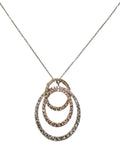 Interlock Diamond Oval Dangle Tri-Color Pendant Necklace in 14kt Gold