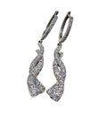 Diamond Twist Dangling Huggie Earrings made in 14-Karat White Gold