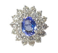 Tanzanite Diamond Flower Ring in 14Karat White Gold