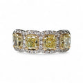 4 Yellow Radiant Cut Diamonds Platinum Ring