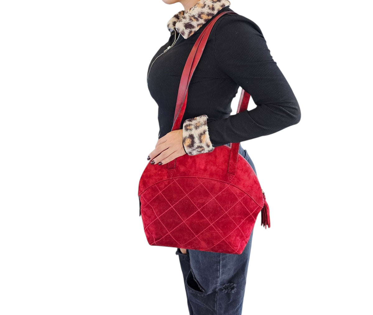 SALVATORE FERRAGAMO BURGUNDY SHOULDER HANDBAG