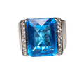 Blue Topaz Diamond Ring in 18 Karat White Gold
