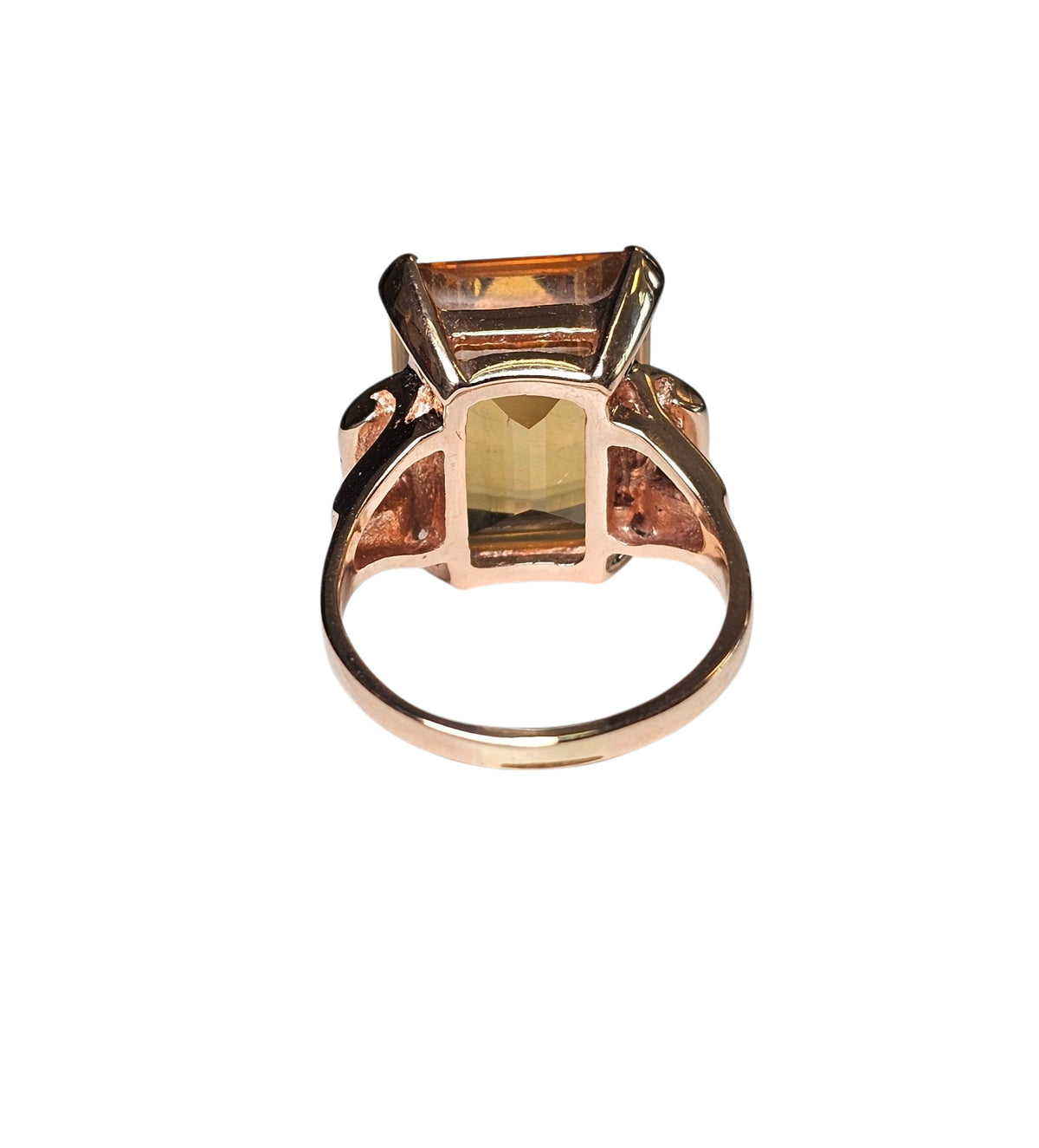 Radiant Citrine Ring in 14 Karat Rose Gold