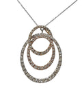 Interlock Diamond Oval Dangle Tri-Color Pendant Necklace in 14kt Gold